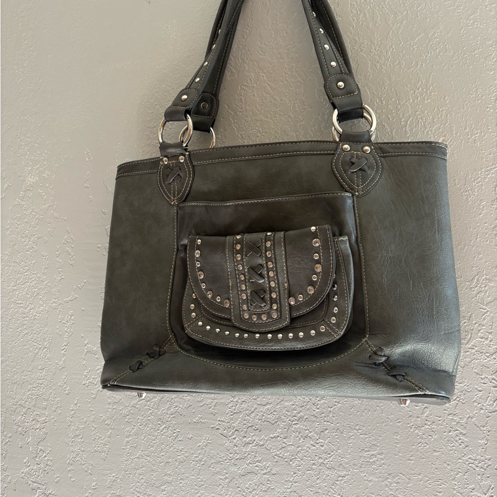 Studded grey Tote Bag